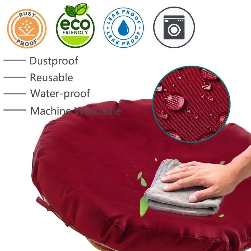 Sqodok Papasan Cushion Cover Only 55in Outdoor Indoor Papasan Chair Cushion Covers Waterproof Papasan Slipcover Papasan Covers for Cushions with Zipper and Ties  Machine Washable  Burgundy - Image 3